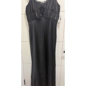 Badgley Mischka Gown Black Long 100% Silk Evening Formal NWT